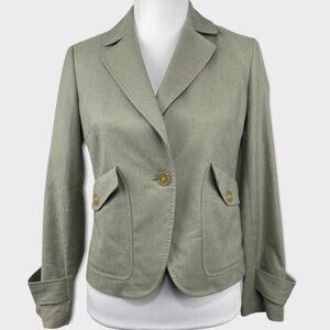 Talbots Women's NWT Green Linen One‎ Button Business Casual Blazer Size 6P/C35
